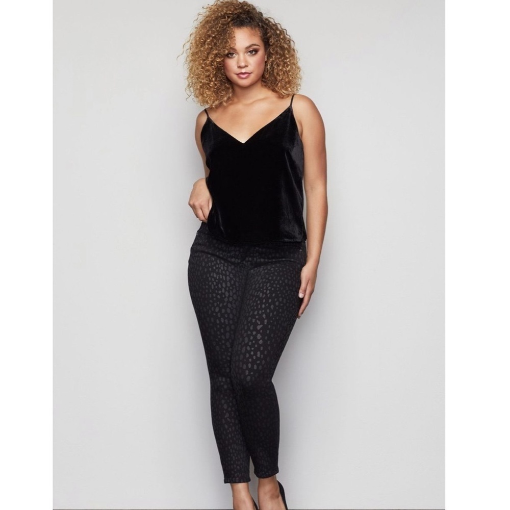 GOOD AMERICAN GOOD LEGS CROP IN BLACK FOIL